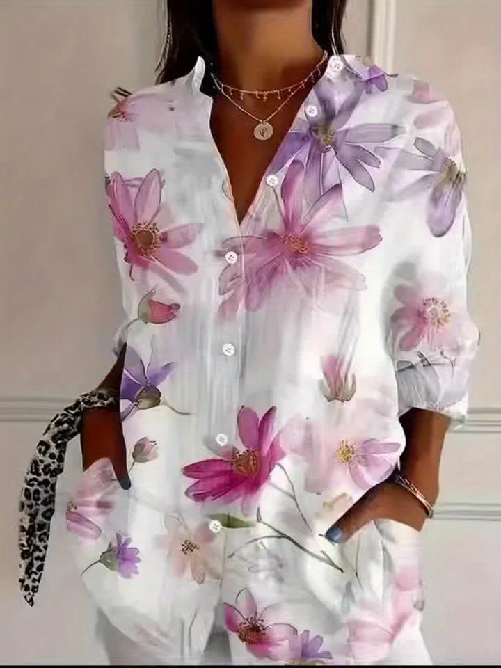 Chemisier femme élégant à imprimé floral style décontracté printemps-été - Image 6