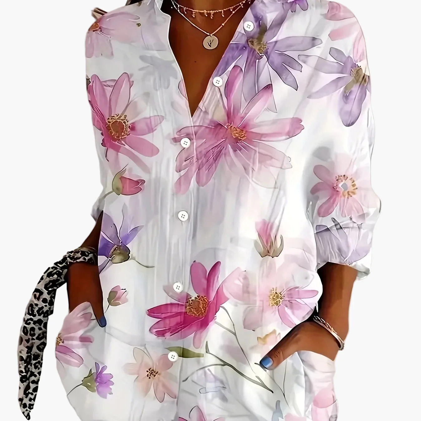 Chemisier femme élégant à imprimé floral style décontracté printemps-été - Image 7