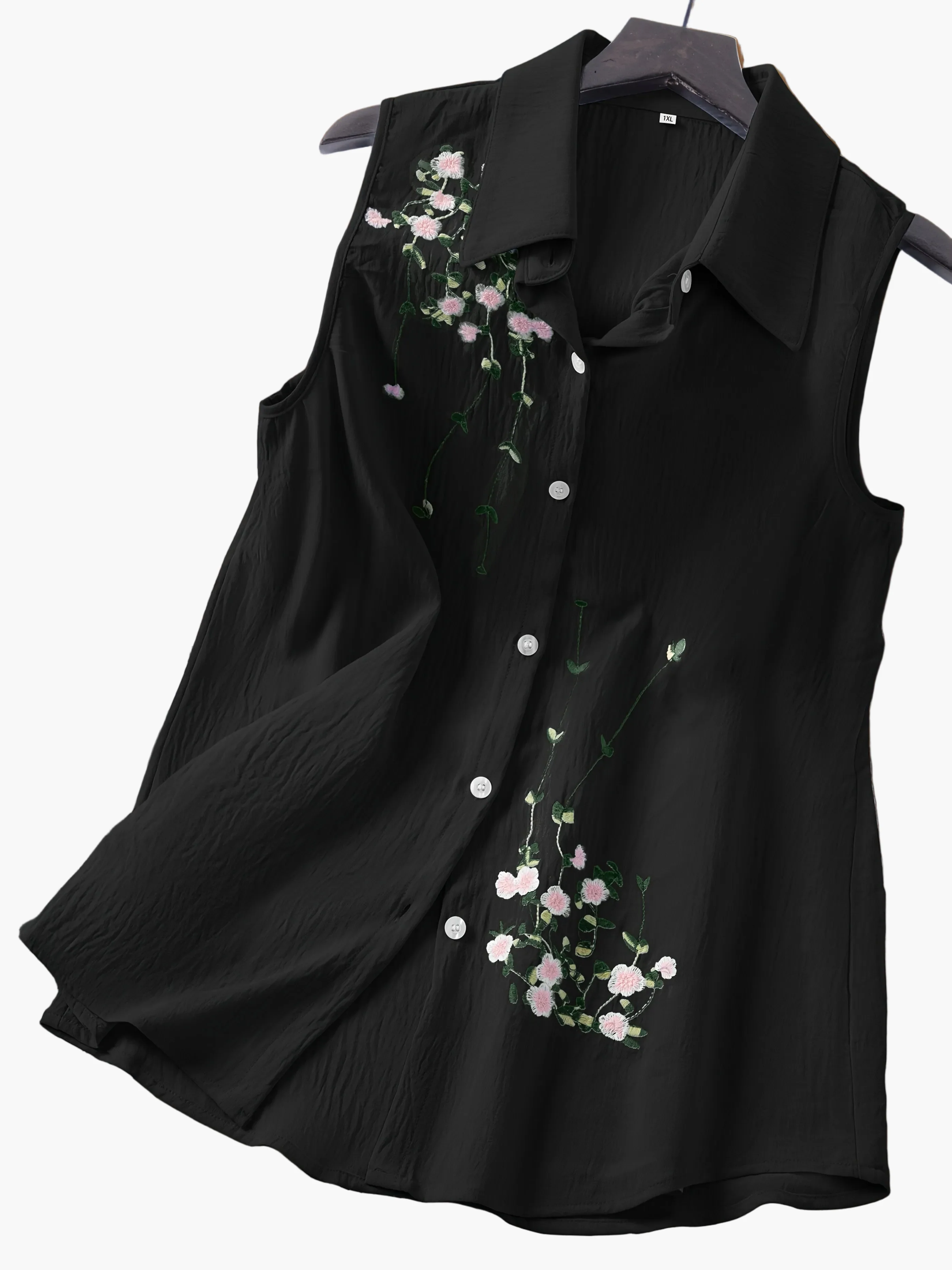 Chemisier sans manches femme style élégant avec broderie florale - Usage quotidien ou bureau - Image 12