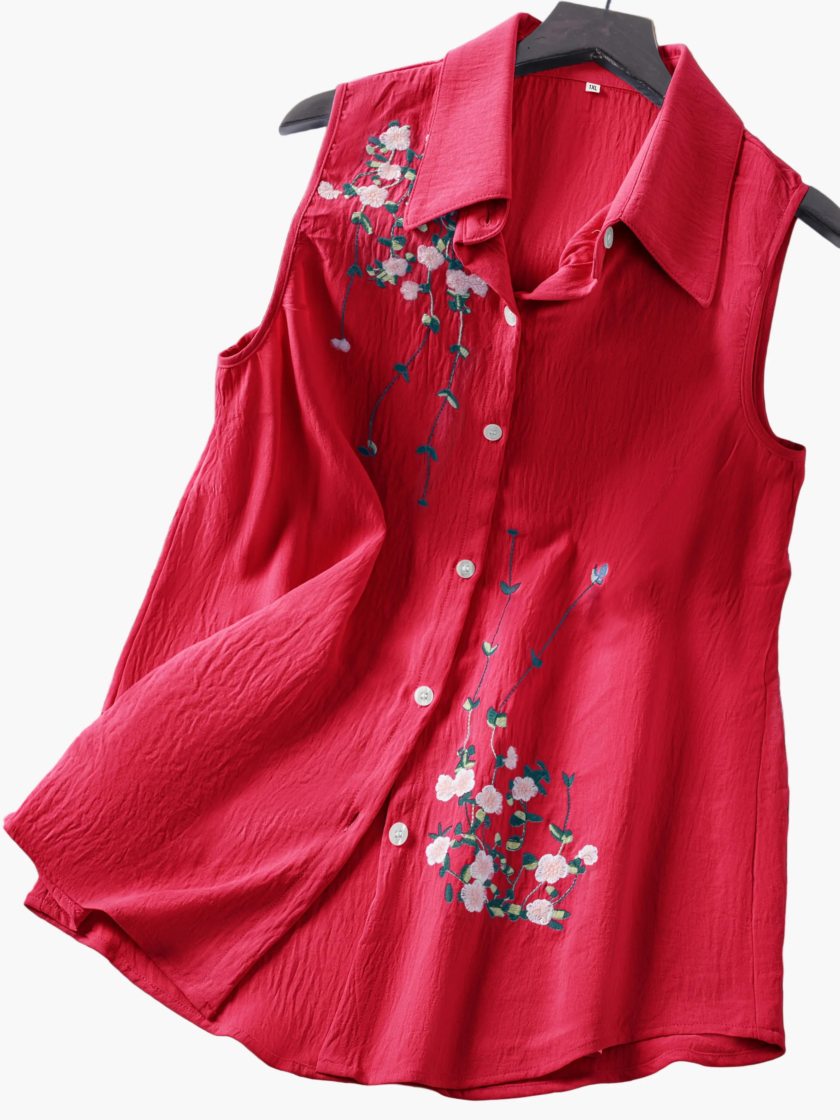 Chemisier sans manches femme style élégant avec broderie florale - Usage quotidien ou bureau - Image 13