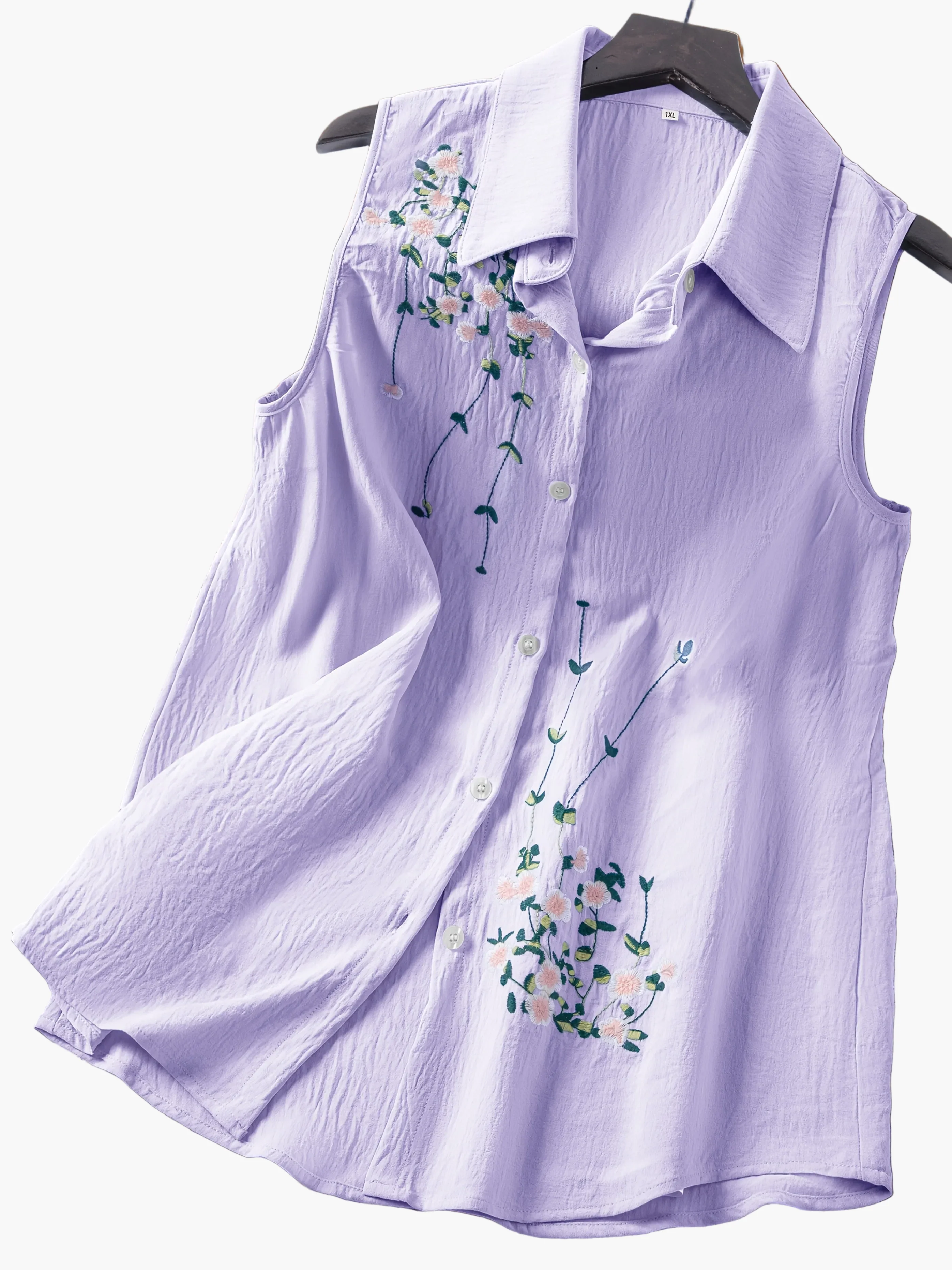 Chemisier sans manches femme style élégant avec broderie florale - Usage quotidien ou bureau - Image 14