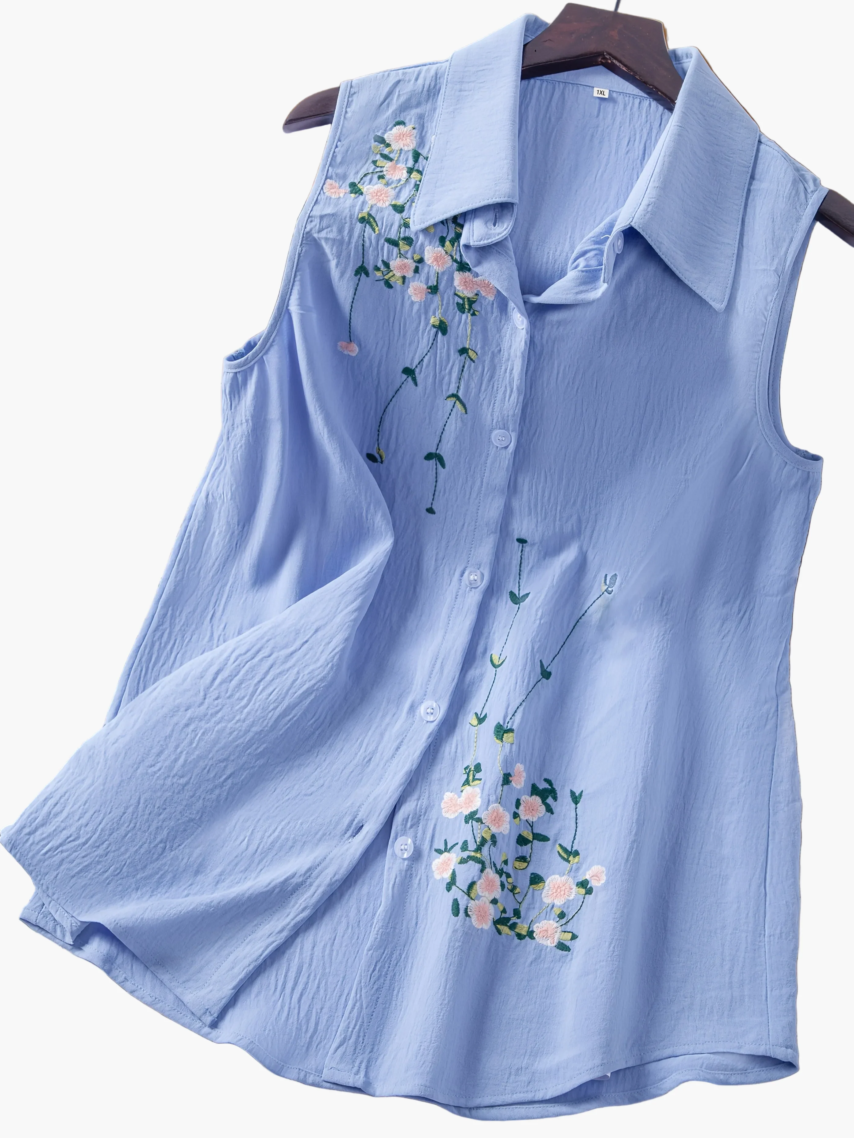 Chemisier sans manches femme style élégant avec broderie florale - Usage quotidien ou bureau - Image 15