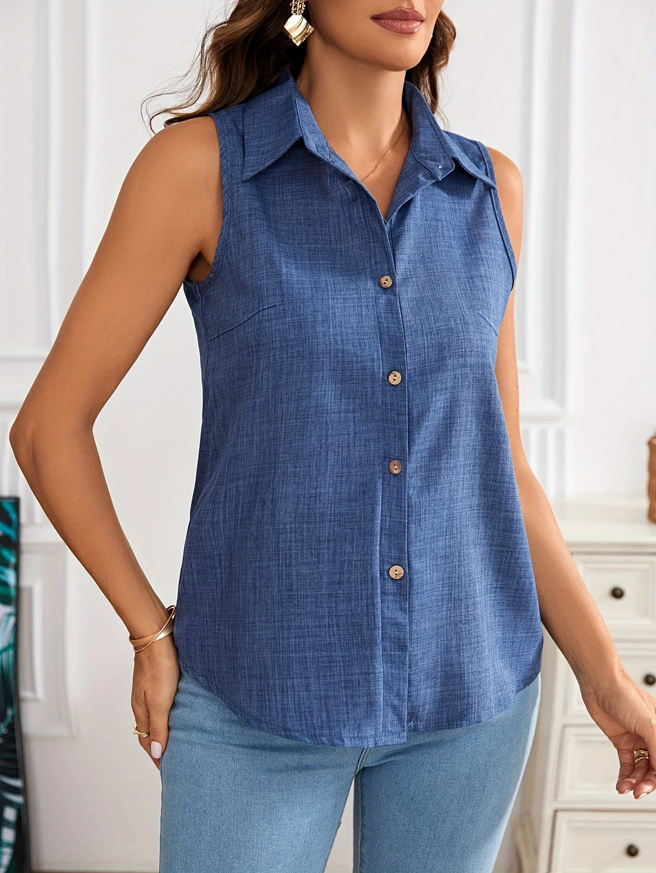 Chemisier sans manches femme style polo élégant pour l'été - Image 10