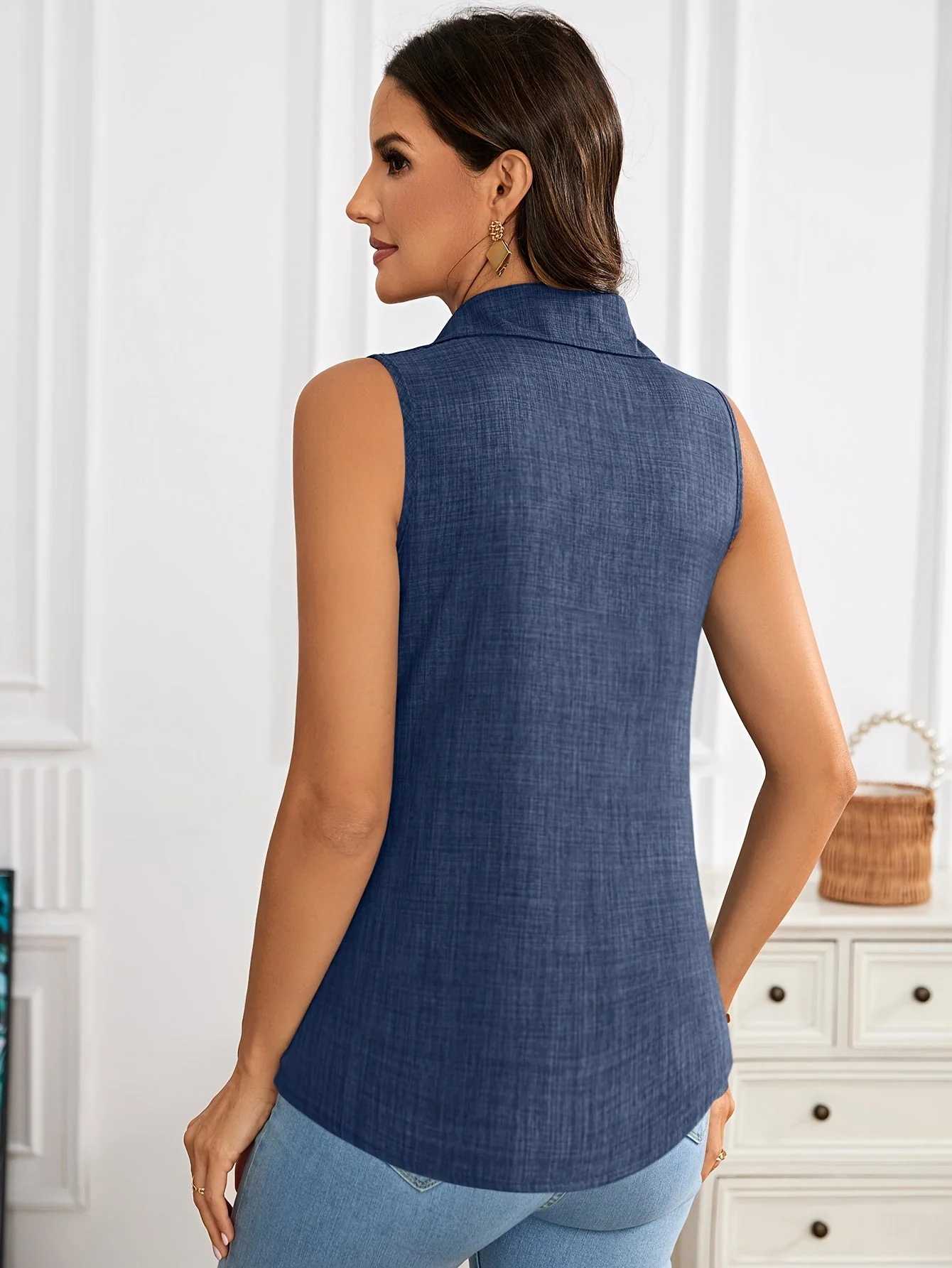 Chemisier sans manches femme style polo élégant pour l'été - Image 4