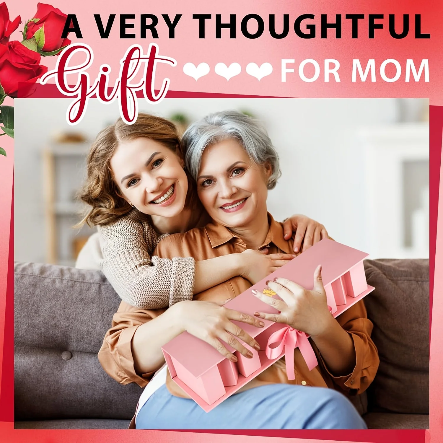 Coffret Cadeau Fantaisie Fête des Mères Femme – Boîte Présentoir Élégante avec Compartiments Lettres et Cœur - Image 7