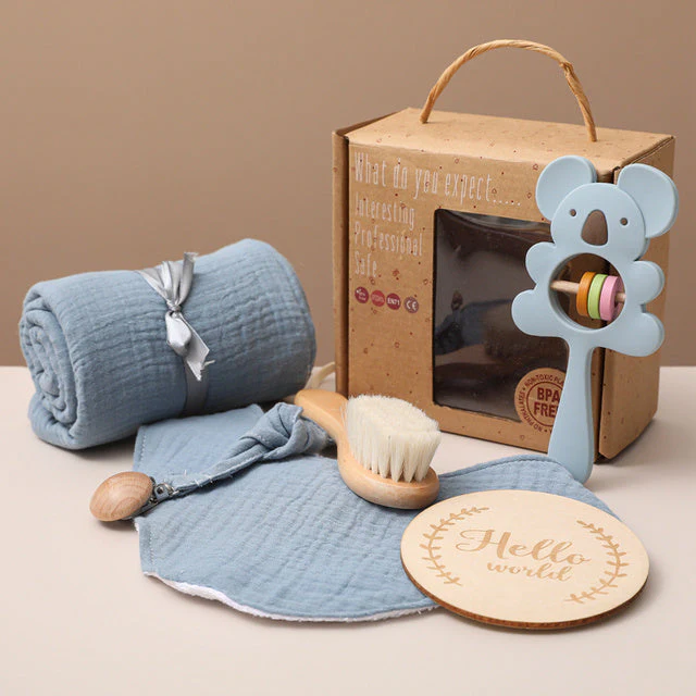 Coffret Cadeau de Naissance Bébé Mixte – Set de Bain et Jouets Éveil Éléphant - Image 9