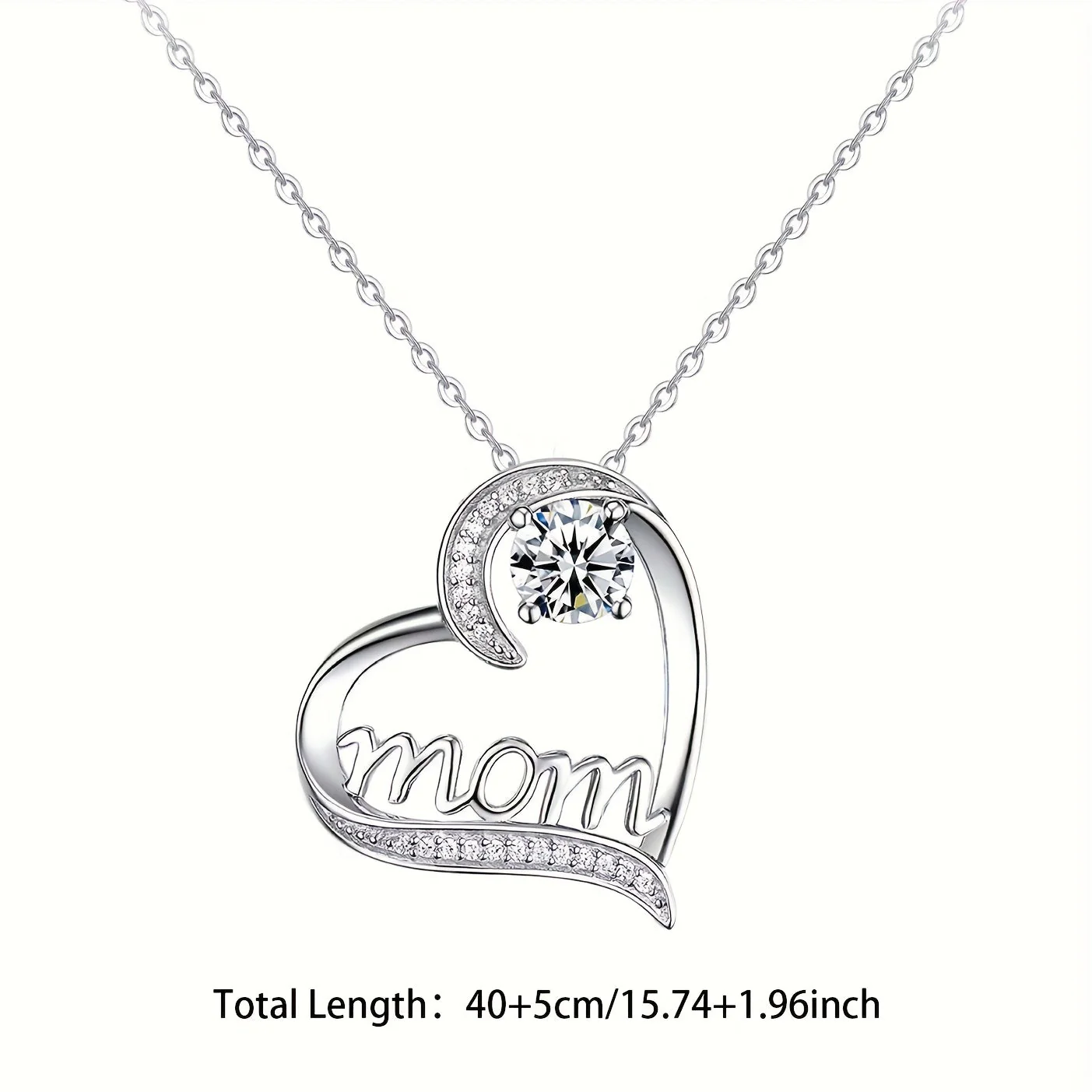 Collier Femme Cœur Élégant avec Inscription 'Mom' et Rose Éternelle – Cadeau Idéal Fête des Mères - Image 3