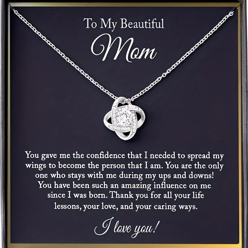 Collier Femme Élégant Cadeau pour Maman avec Message Touchant – Bijou Style Nœud d’Amour pour la Fête des Mères - Image 3