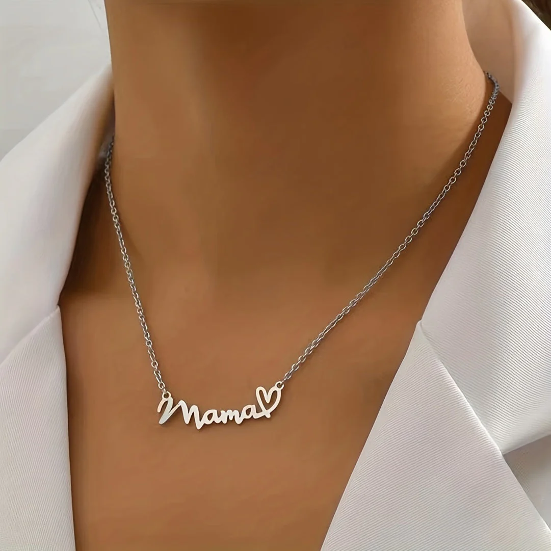 Collier Femme Script Écriture « Mama » avec Cœur – Bijou Élégant Cadeau pour Maman - Image 6