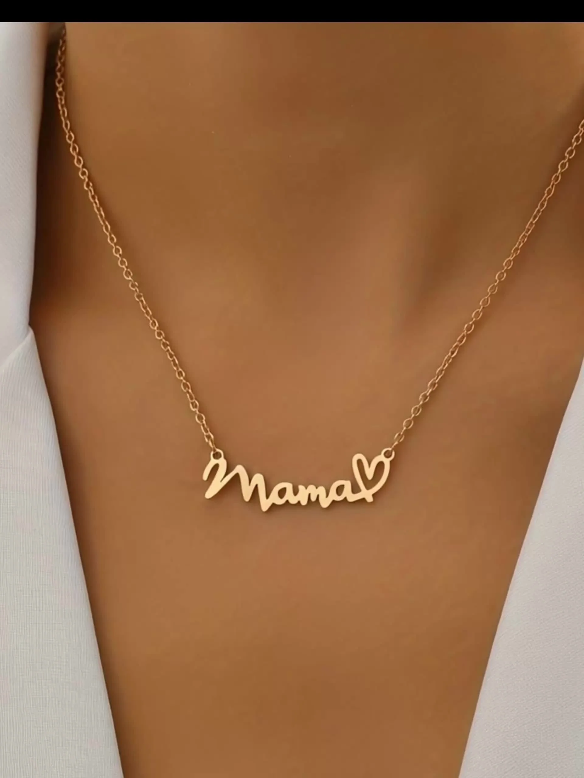 Collier Femme Script Écriture « Mama » avec Cœur – Bijou Élégant Cadeau pour Maman - Image 9