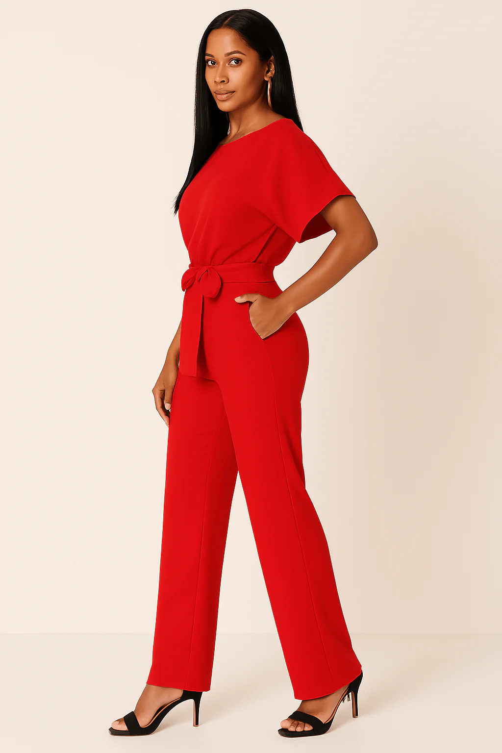 Combinaison élégante pour femme à ceinture nouée pour occasions décontractées ou habillées - Image 15