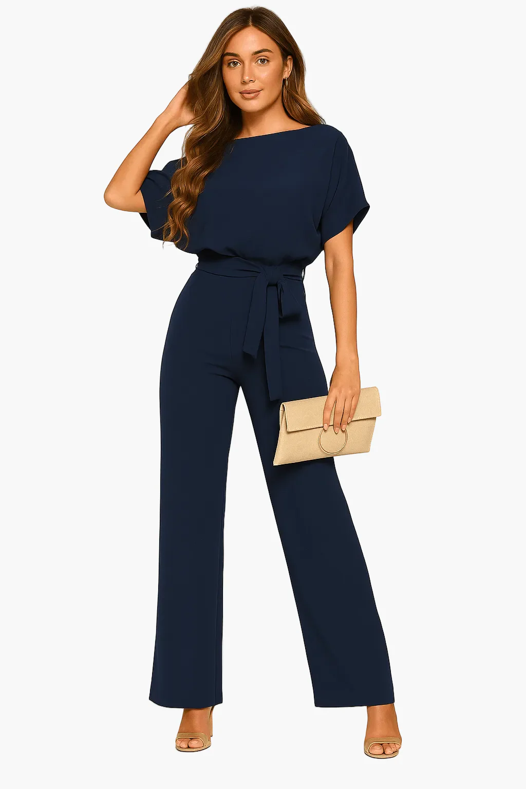 Combinaison élégante pour femme à ceinture nouée pour occasions décontractées ou habillées - Image 9
