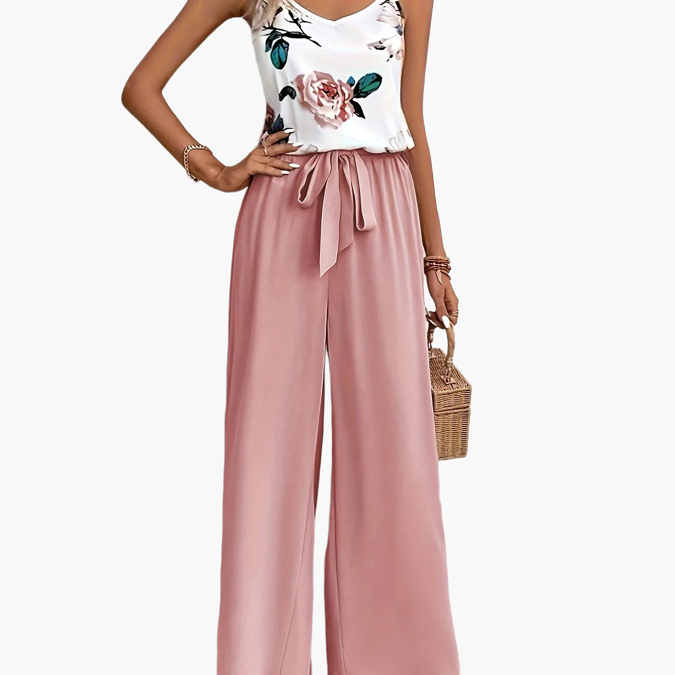 Combinaison élégante femme à imprimé floral style décontracté été - Image 10