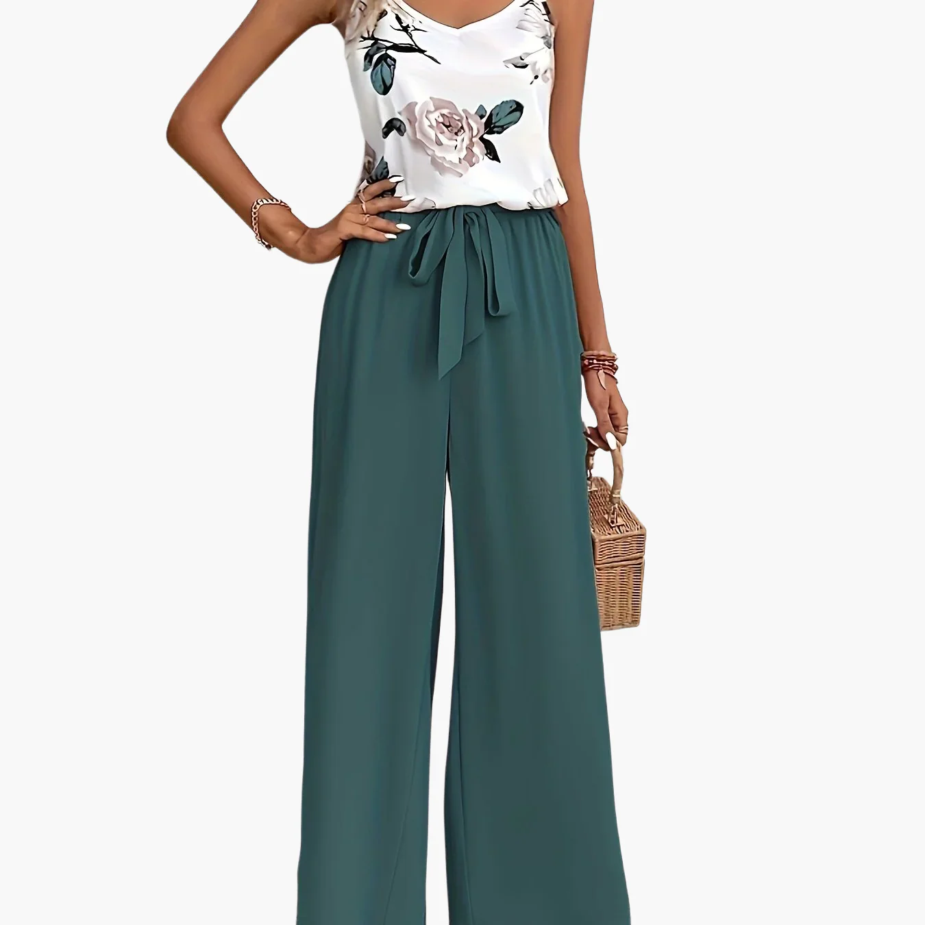 Combinaison élégante femme à imprimé floral style décontracté été - Image 11