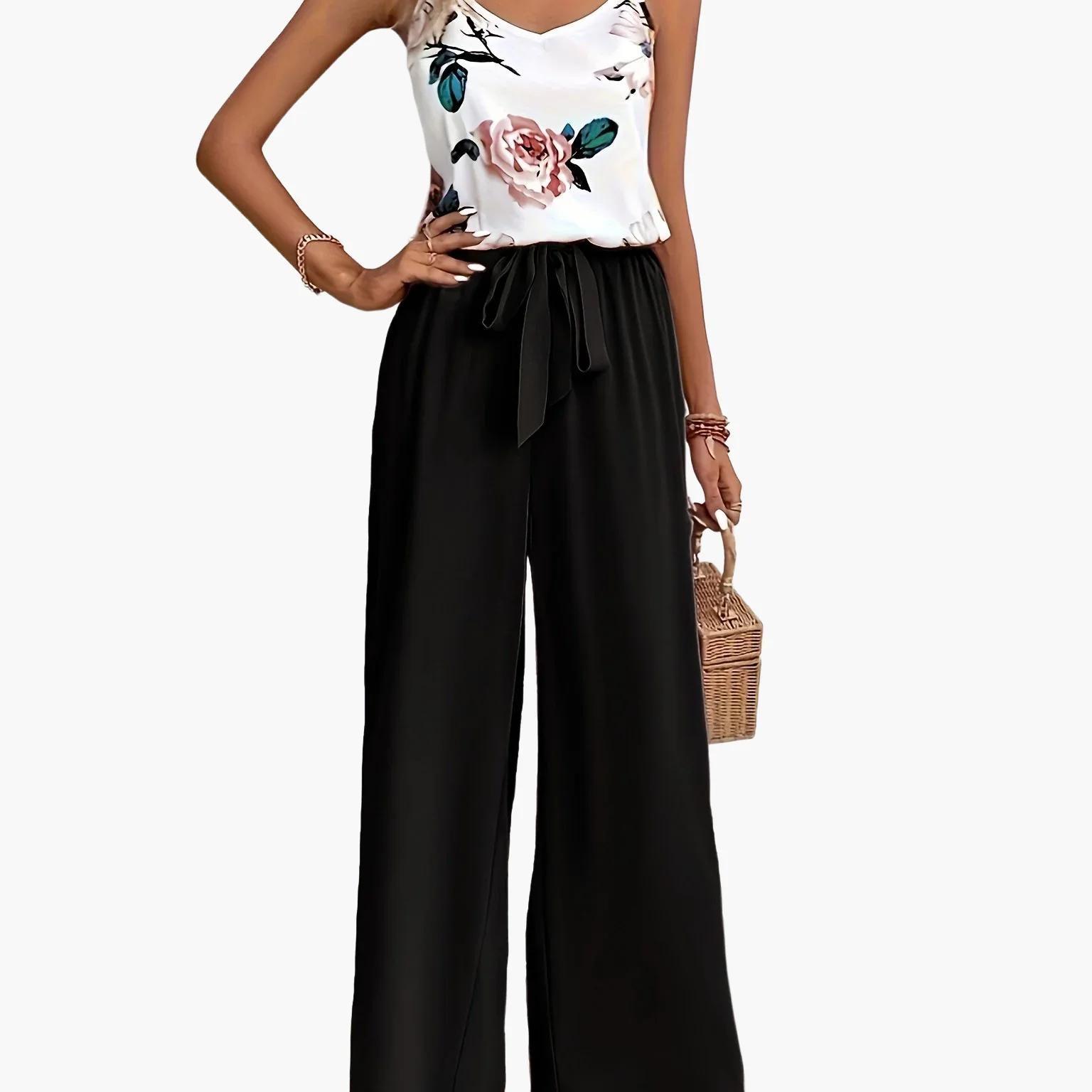 Combinaison élégante femme à imprimé floral style décontracté été - Image 12