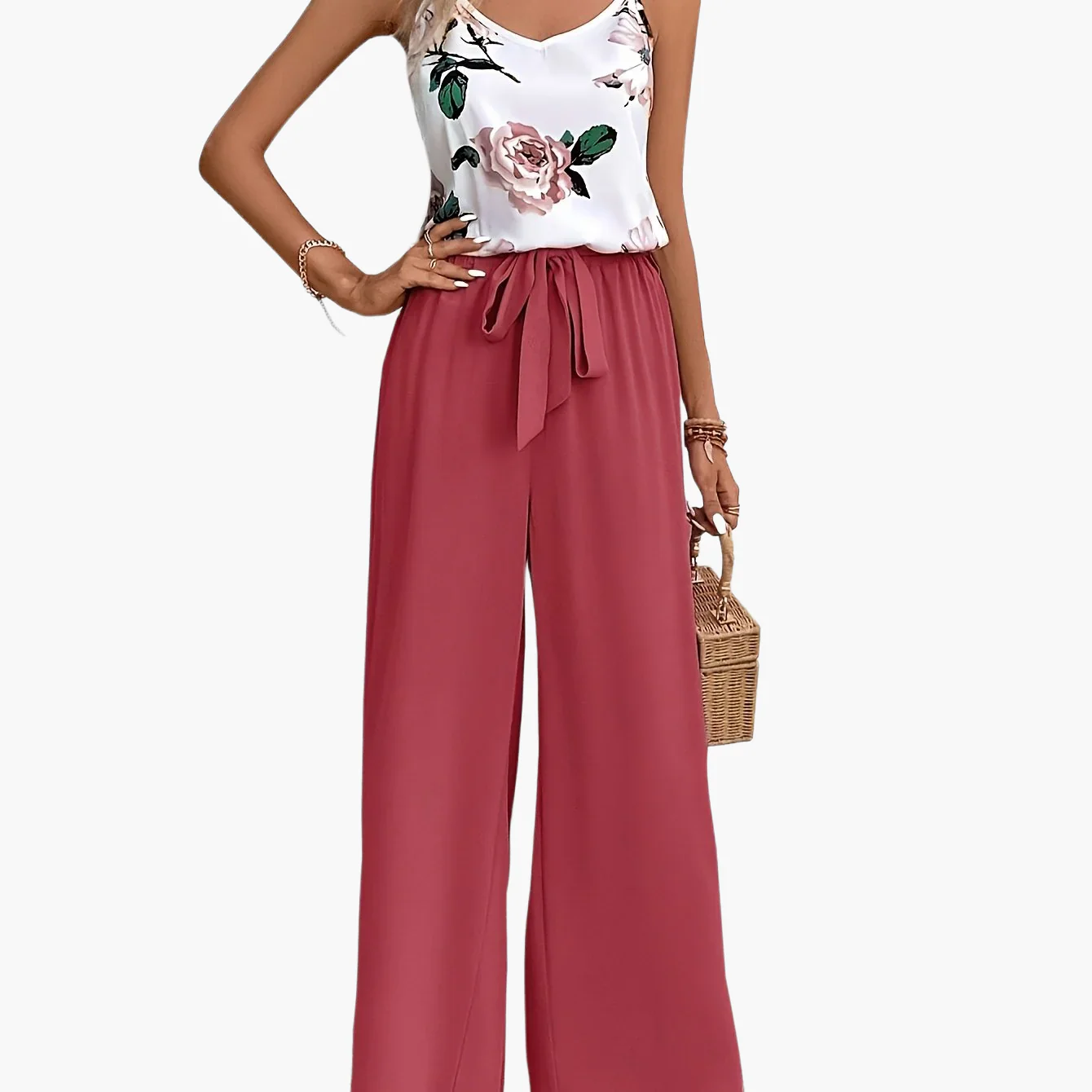 Combinaison élégante femme à imprimé floral style décontracté été - Image 13