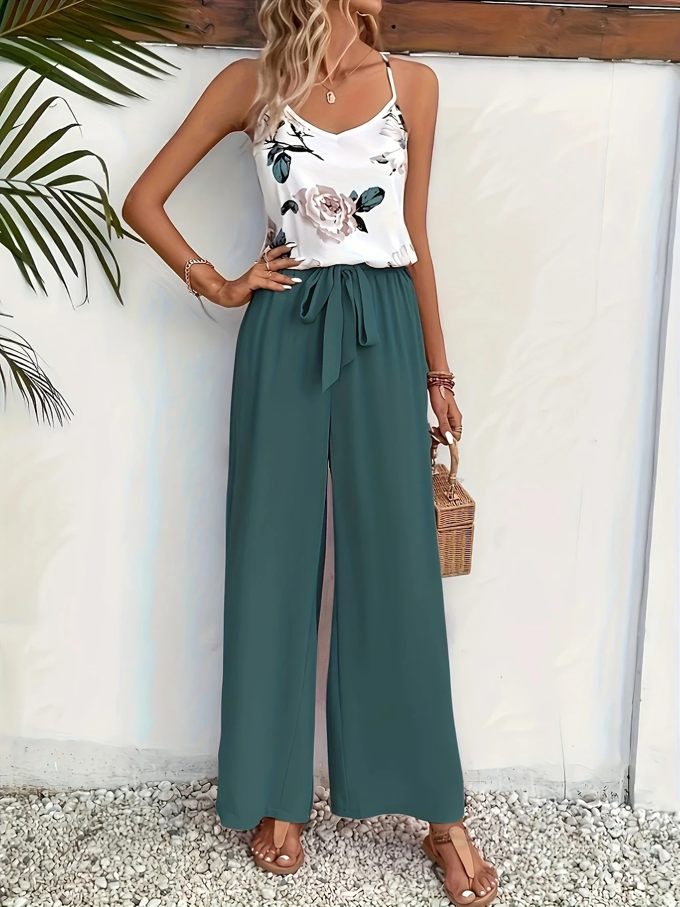 Combinaison élégante femme à imprimé floral style décontracté été - Image 3
