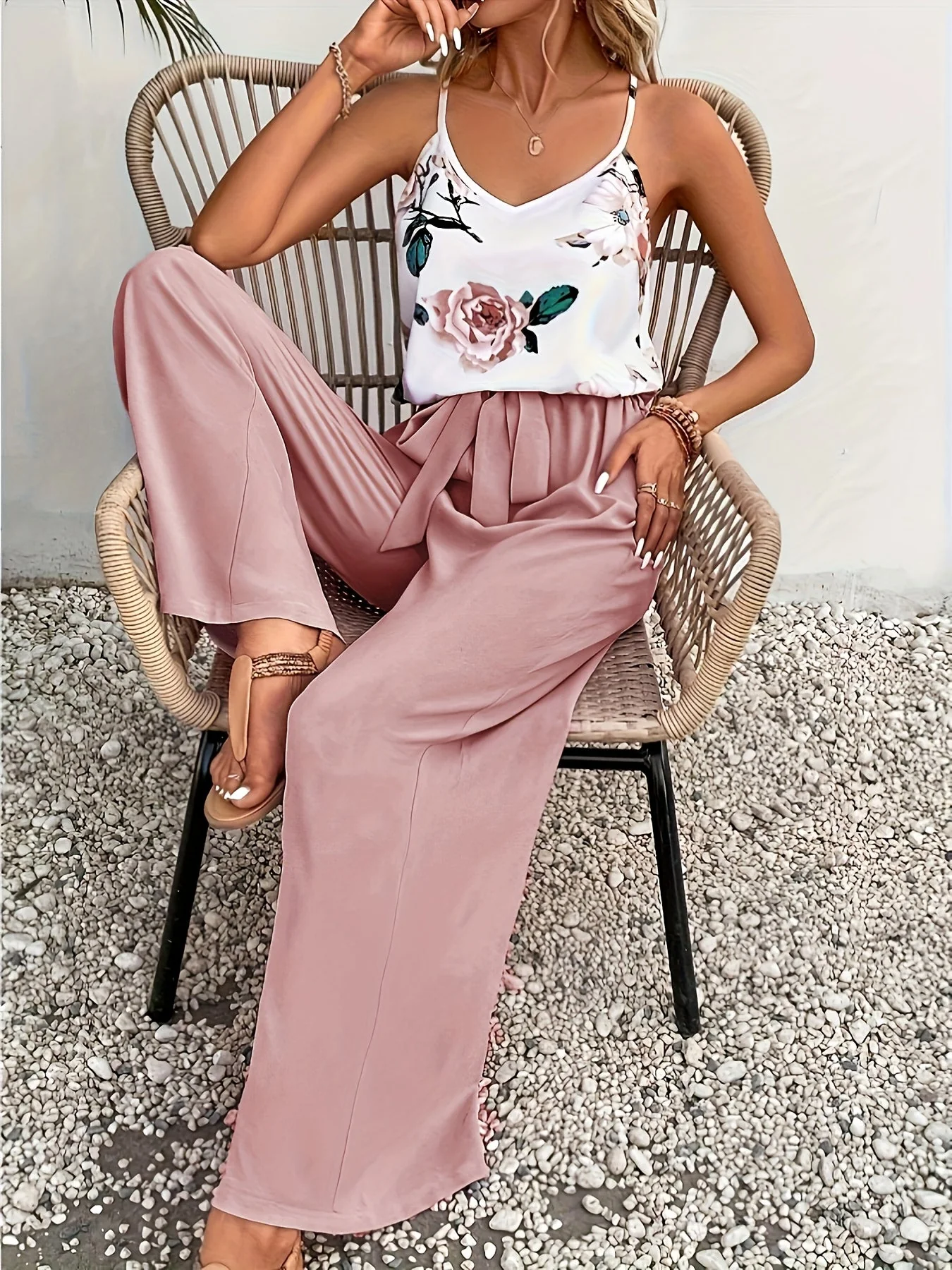 Combinaison élégante femme à imprimé floral style décontracté été - Image 9