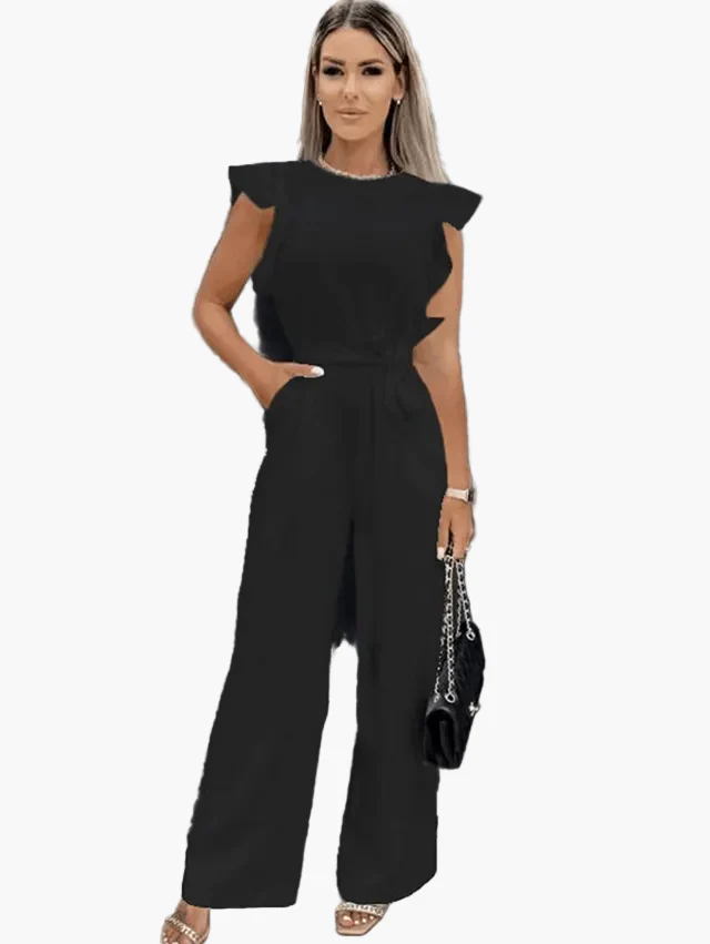 Combinaison élégante femme style chic avec ceinture et manches volantées - Idéale au quotidien et en soirée - Image 10