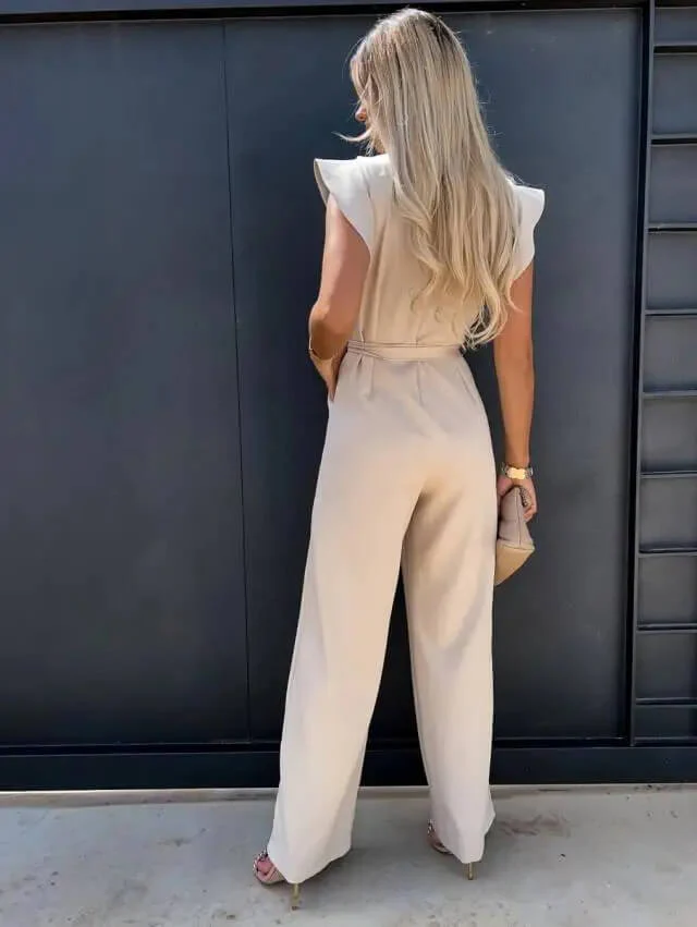 Combinaison élégante femme style chic avec ceinture et manches volantées - Idéale au quotidien et en soirée - Image 2