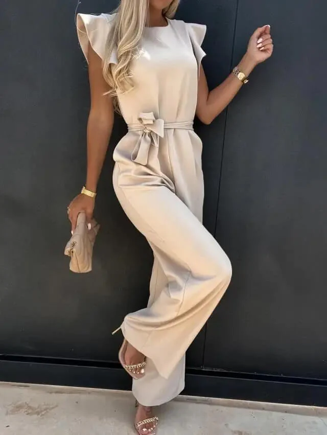 Combinaison élégante femme style chic avec ceinture et manches volantées - Idéale au quotidien et en soirée - Image 3