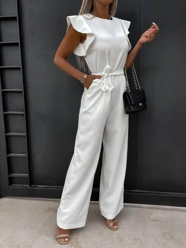 Combinaison élégante femme style chic avec ceinture et manches volantées - Idéale au quotidien et en soirée - Image 5
