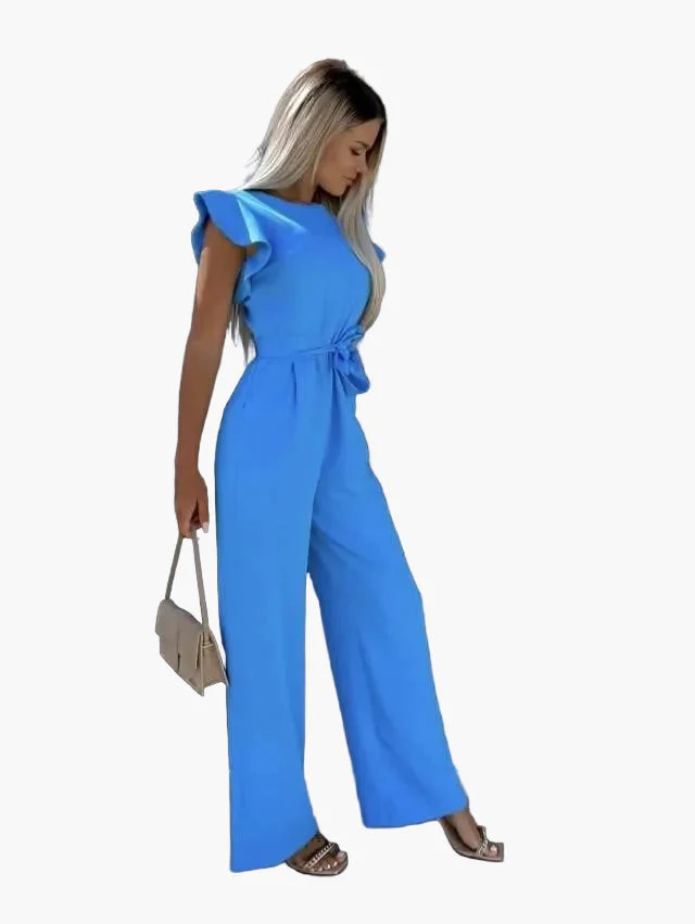 Combinaison élégante femme style chic avec ceinture et manches volantées - Idéale au quotidien et en soirée - Image 8