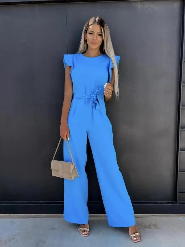 Combinaison élégante femme style chic avec ceinture et manches volantées - Idéale au quotidien et en soirée - Image 9