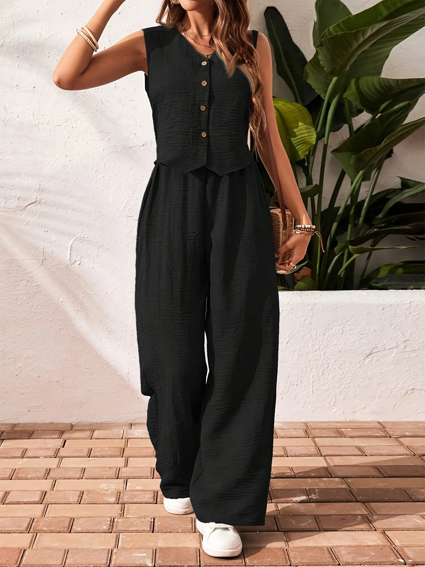 Combinaison élégante sans manches style gilet pour femme – Look chic et décontracté - Image 4