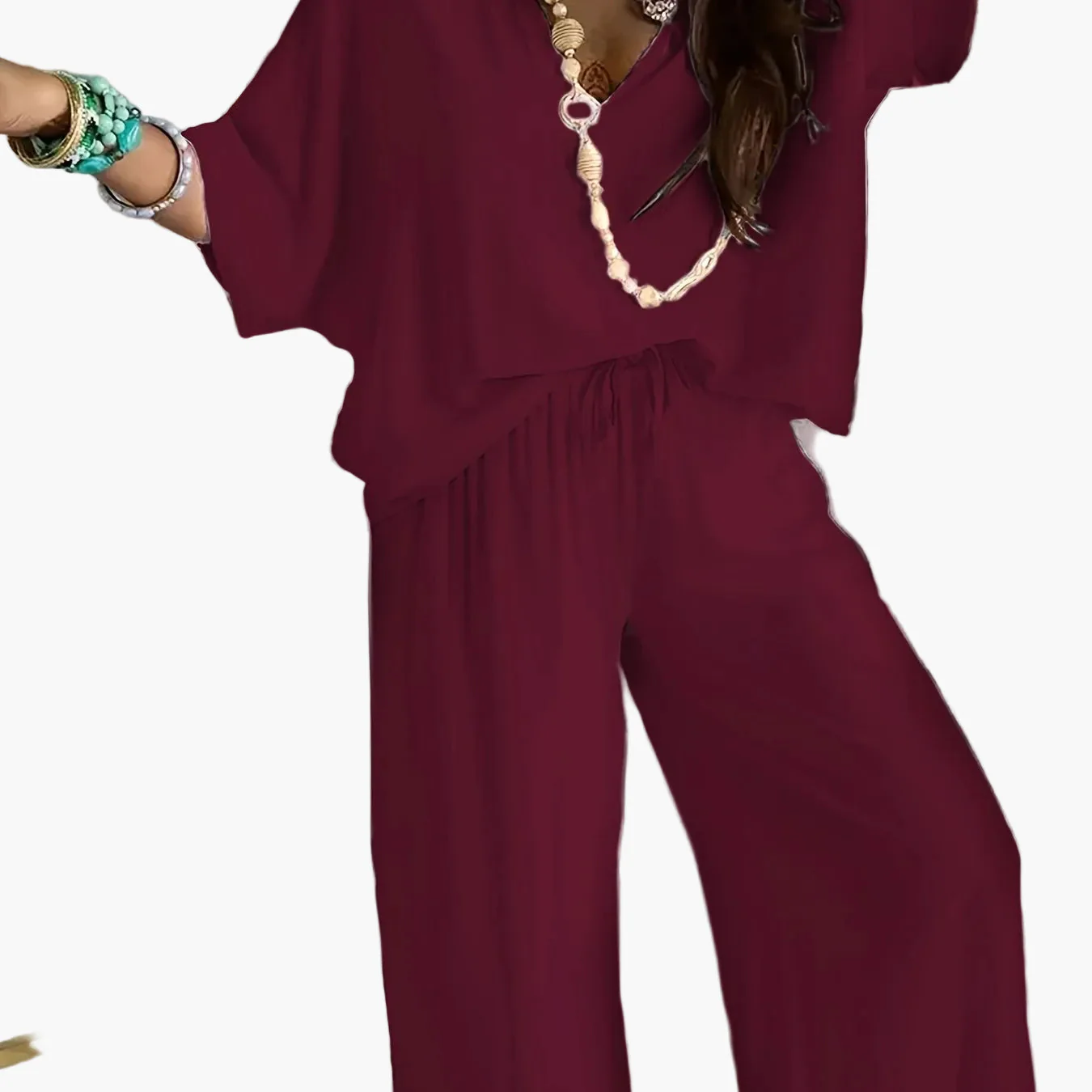 Combinaison Pantalon Femme Style Décontracté Chic à Manches Courtes et Col V – Parfaite pour Printemps et Été - Image 12