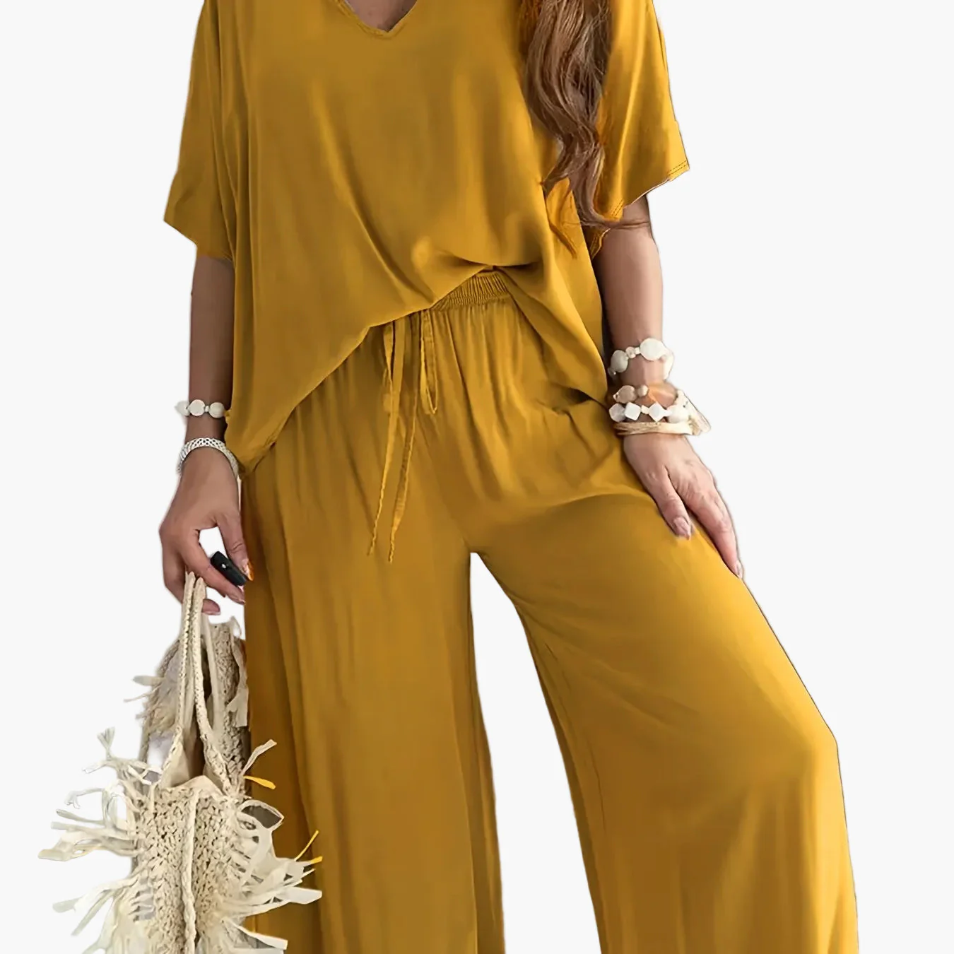 Combinaison Pantalon Femme Style Décontracté Chic à Manches Courtes et Col V – Parfaite pour Printemps et Été - Image 14