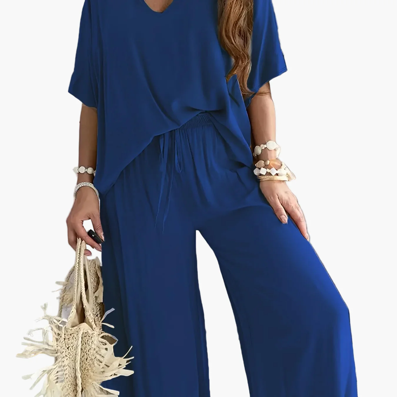 Combinaison Pantalon Femme Style Décontracté Chic à Manches Courtes et Col V – Parfaite pour Printemps et Été - Image 15