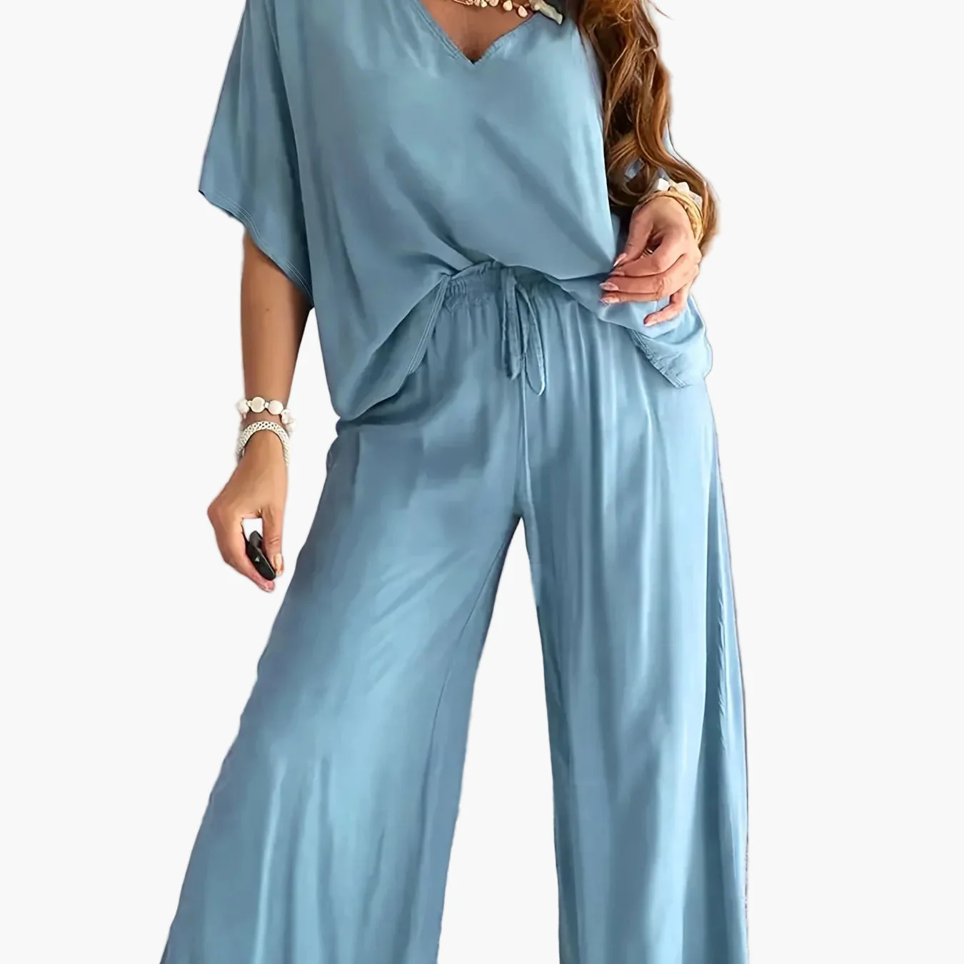 Combinaison Pantalon Femme Style Décontracté Chic à Manches Courtes et Col V – Parfaite pour Printemps et Été - Image 16