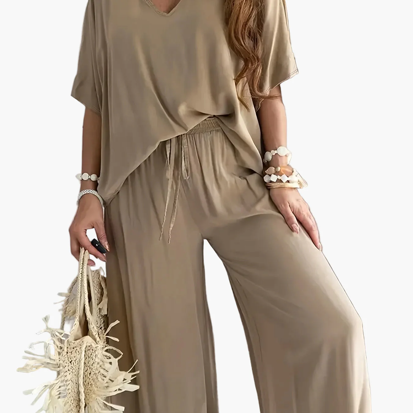 Combinaison Pantalon Femme Style Décontracté Chic à Manches Courtes et Col V – Parfaite pour Printemps et Été - Image 19