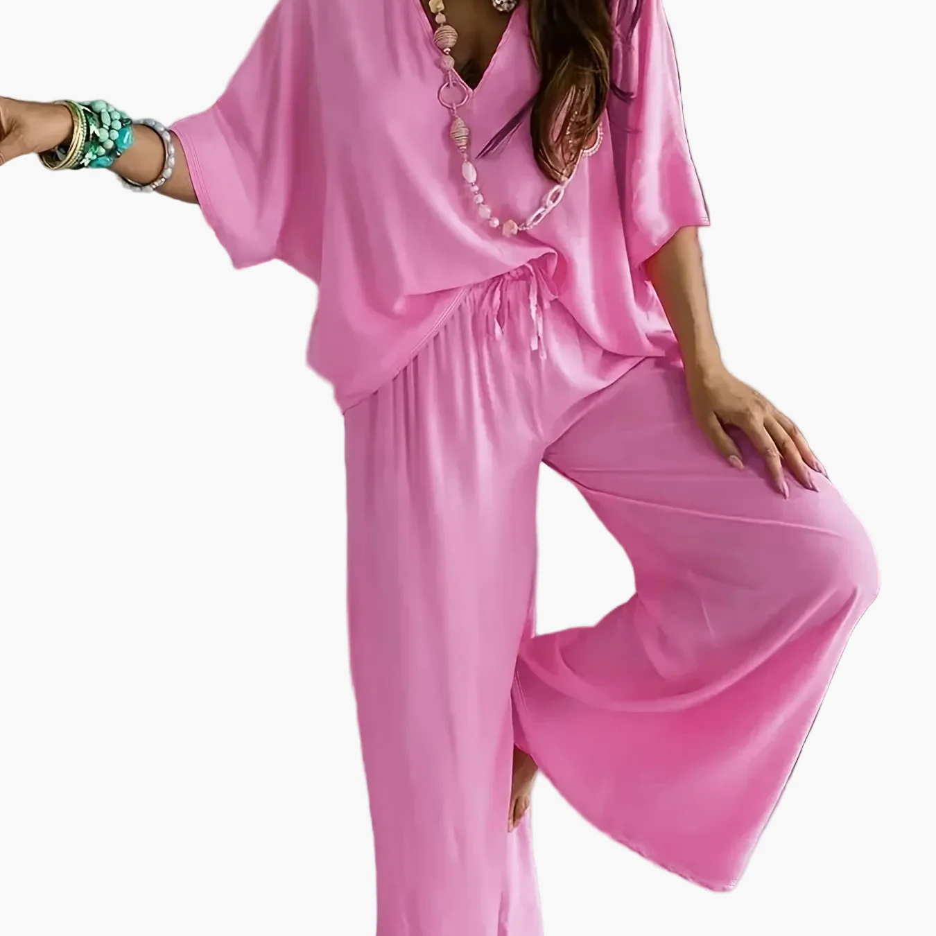 Combinaison Pantalon Femme Style Décontracté Chic à Manches Courtes et Col V – Parfaite pour Printemps et Été - Image 20