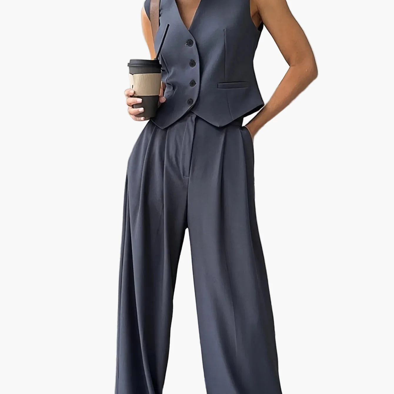 Combinaison pantalon tailleur élégante femme style business chic - Image 5