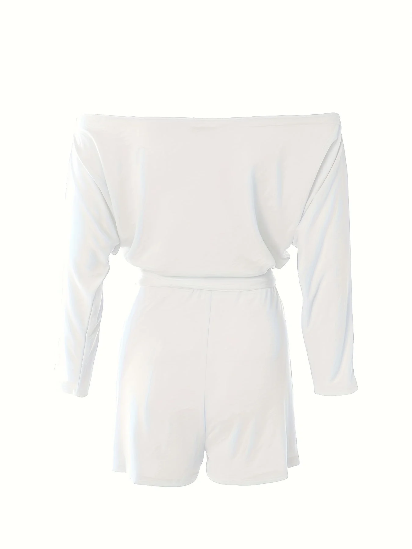 Combinaison Short Décontractée Femme Style Bardot à Manches Longues pour Été - Image 9