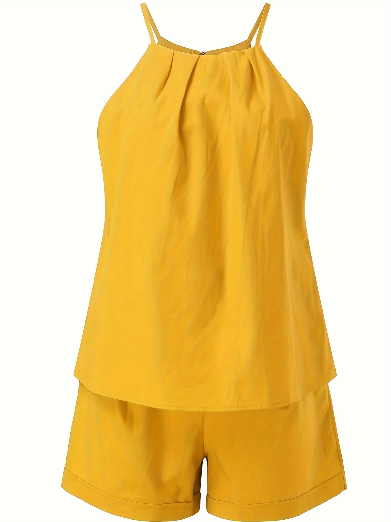 Combinaison Short Élégante Femme Sans Manches Style Printemps Été avec Ceinture - Image 6