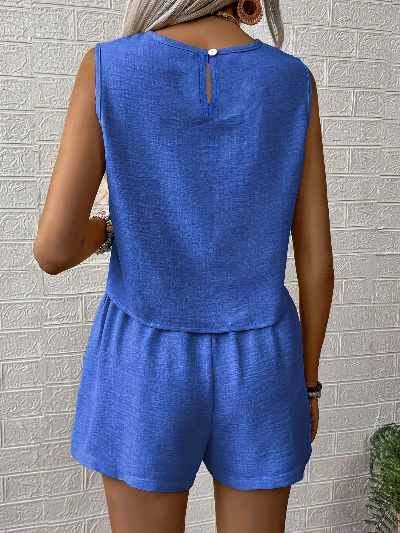 Combinaison Short Femme Élégante Sans Manches Style Été Décontracté - Image 4