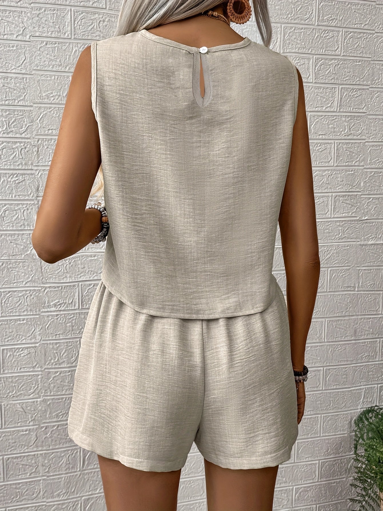 Combinaison Short Femme Élégante Sans Manches Style Été Décontracté - Image 5