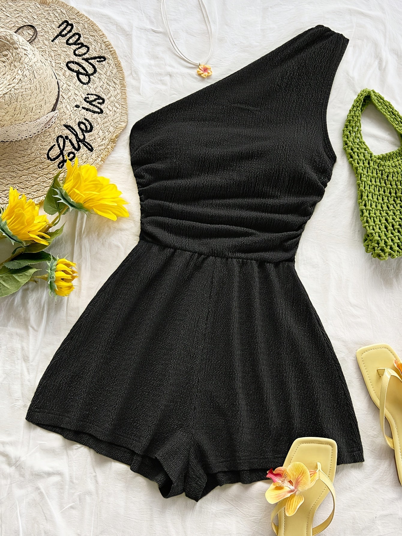 Combinaison short femme une épaule style casual pour l'été - Image 3