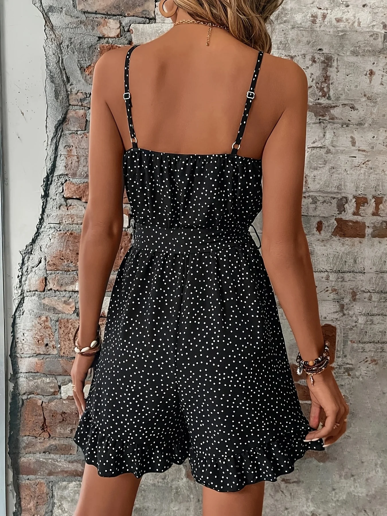 Combishort Femme Élégante à Pois Style Été pour Sorties et Vacances - Image 3