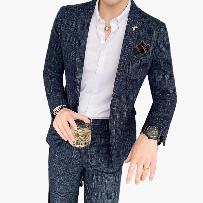 Costume homme élégant à carreaux style business pour réunions et événements formels - Image 2