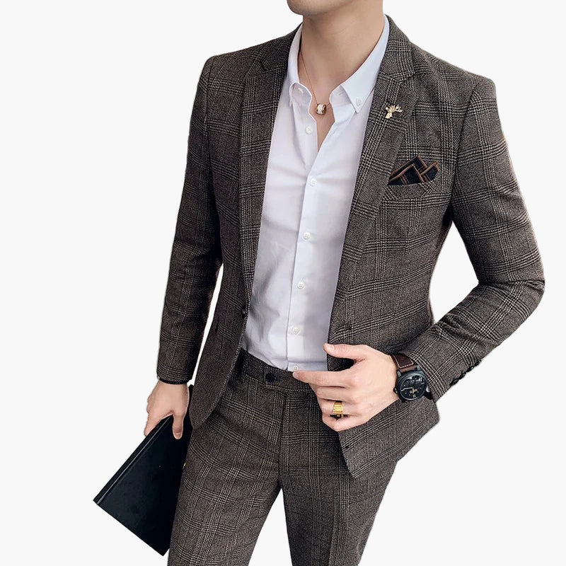 Costume homme élégant à carreaux style business pour réunions et événements formels - Image 3