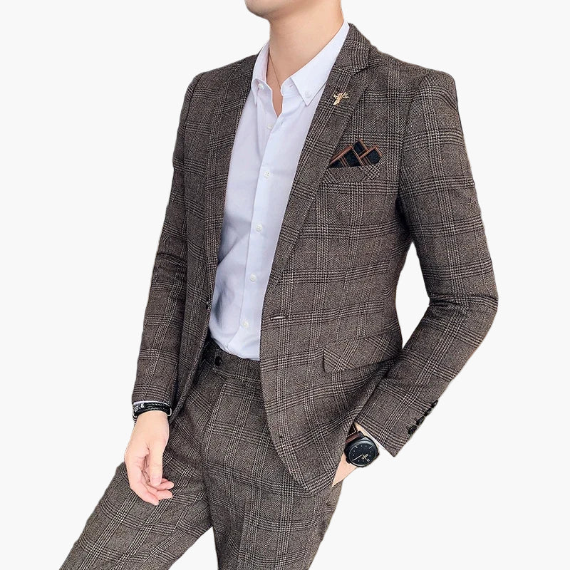 Costume homme élégant à carreaux style business pour réunions et événements formels - Image 5