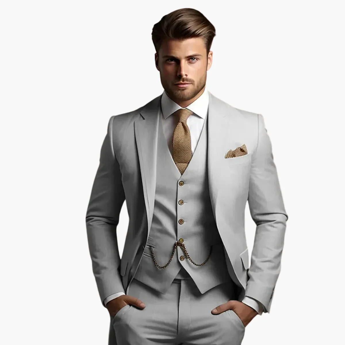 Costume homme trois pièces élégant style moderne pour occasions formelles et cérémonies - Image 3