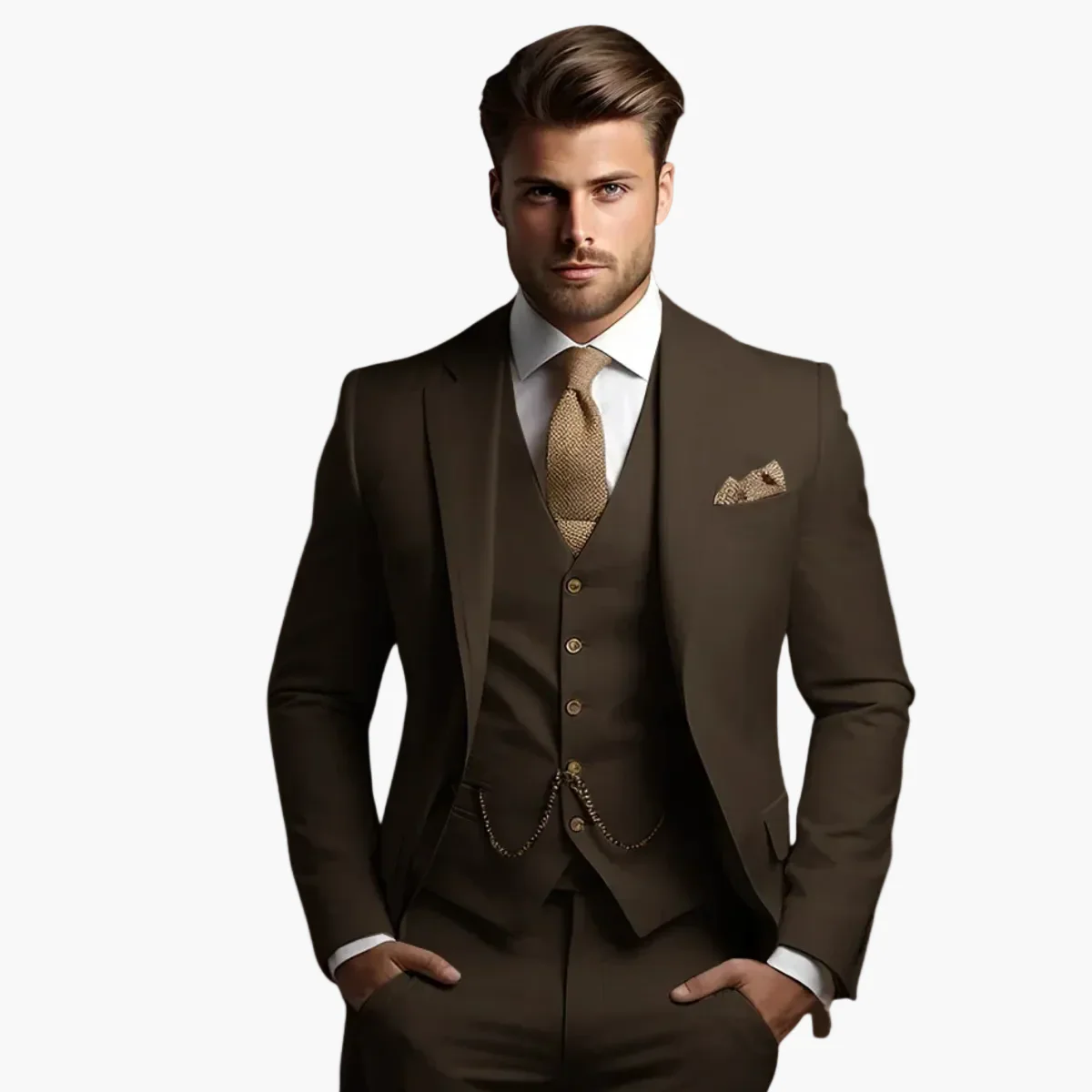 Costume homme trois pièces élégant style moderne pour occasions formelles et cérémonies - Image 4
