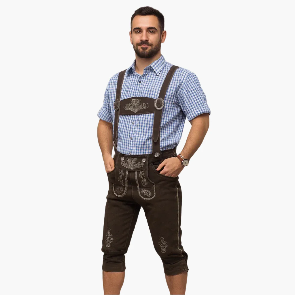 Costume Traditionnel Bavarois pour Homme - Lederhose Authentique avec Bretelles - Style Oktoberfest et Fêtes Folkloriques - Image 3