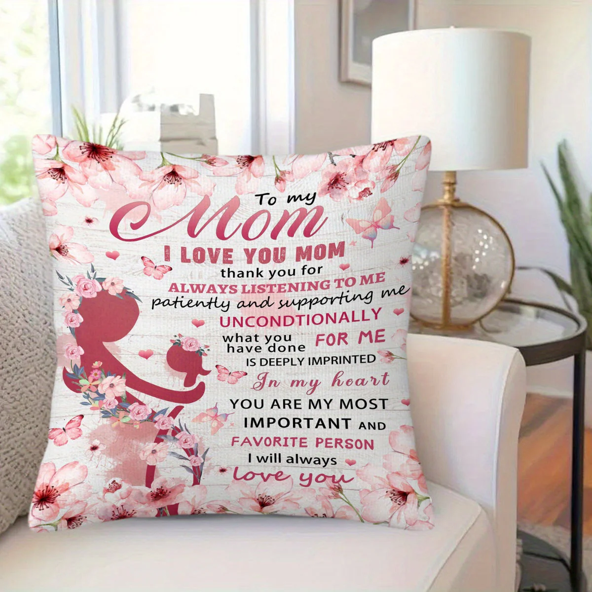 Coussin décoratif citation pour maman – Cadeau sentimental fête des mères, style contemporain, pour chambre ou salon, femme - Image 5