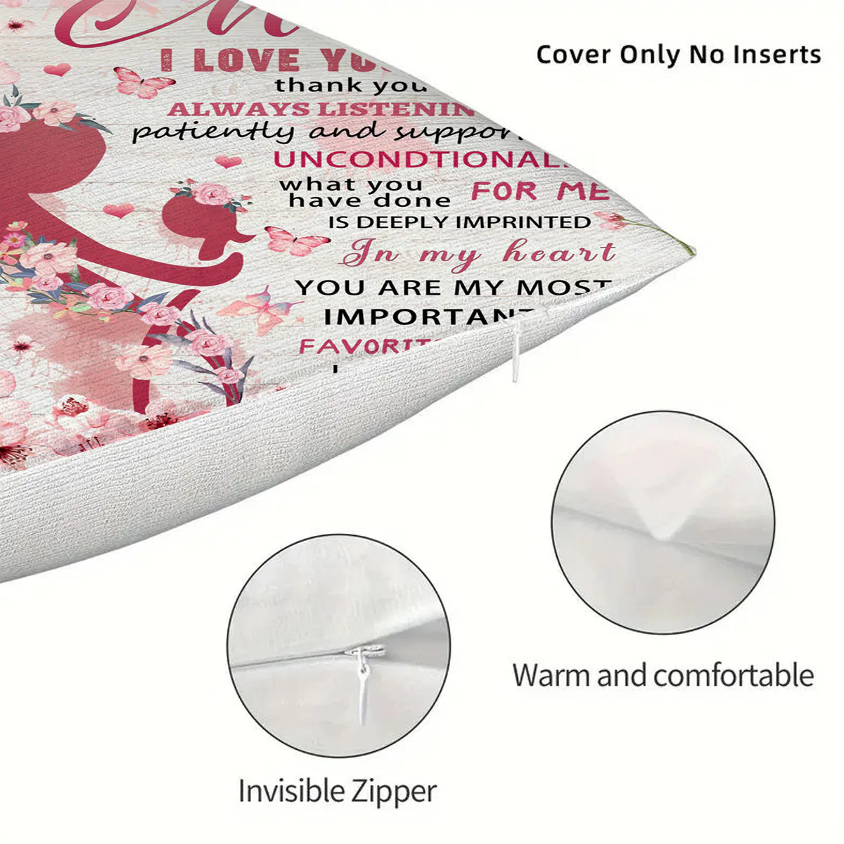 Coussin décoratif citation pour maman – Cadeau sentimental fête des mères, style contemporain, pour chambre ou salon, femme - Image 7